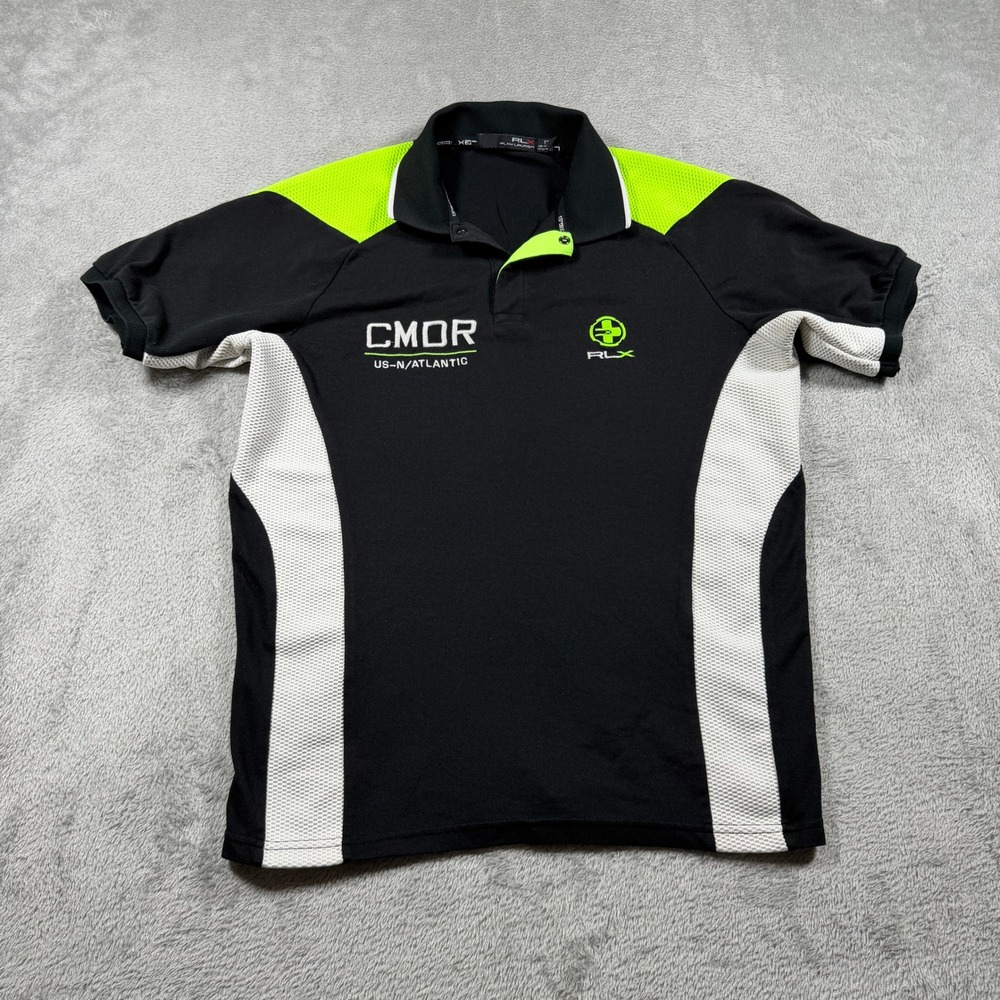 RLX Ralph Lauren Polo Shirt Mens Small Black CMDR US-N/Atlantic Performance